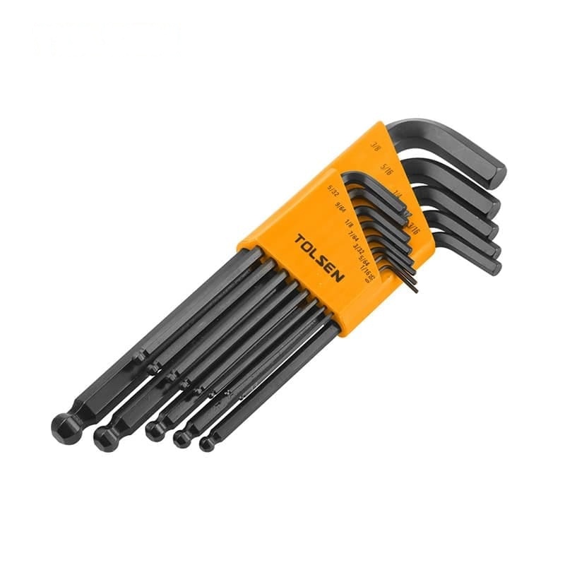 13PCS BALL POINT LONG ARM HEX KEY SET (INCH) - FASTENING TOOLS - AGC Tools Ghana