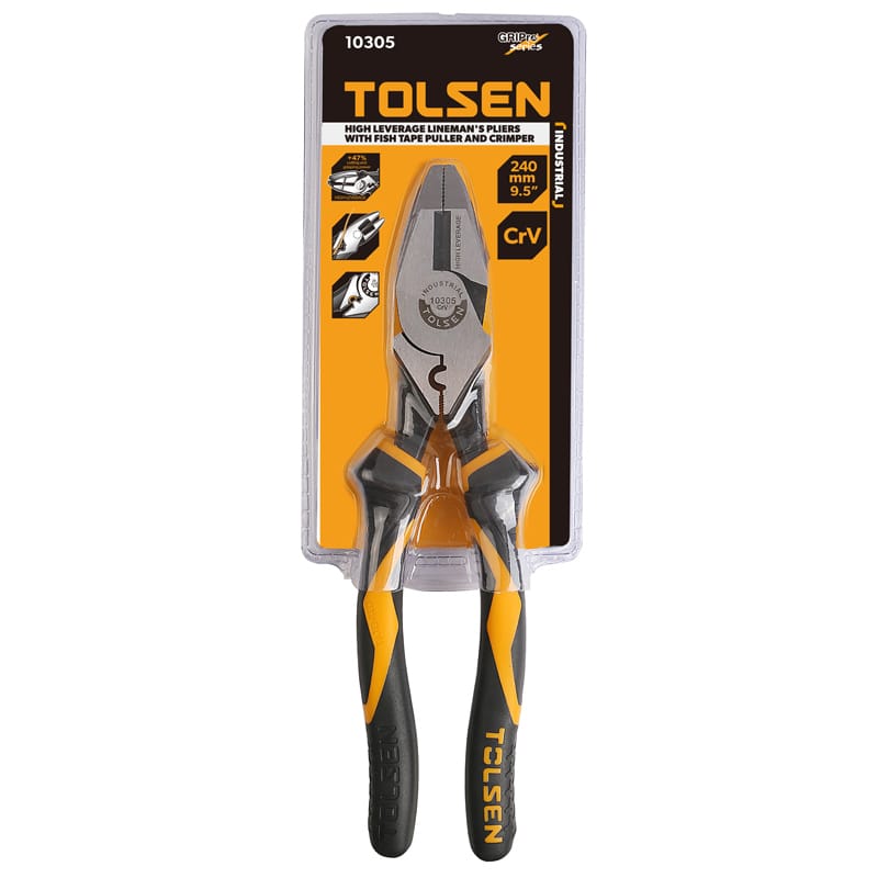 HIGH LEVERAGE LINEMAN’S PLIERS WITH FISH TAPE PULLER AND CRIMPER (INDUSTRIAL) thumbnail 5