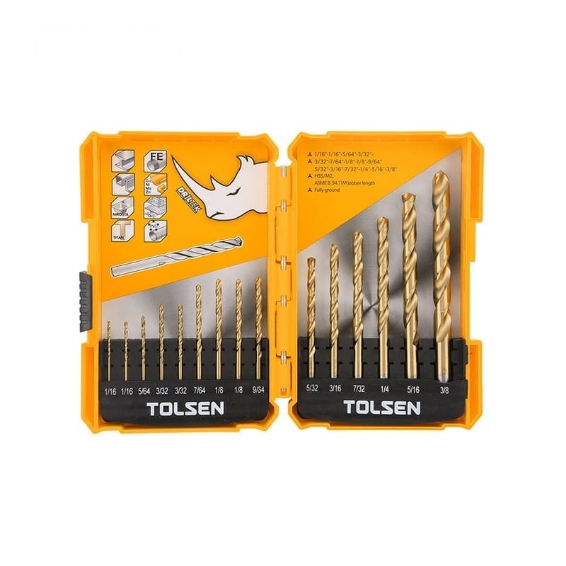 15PCS HSS FRACTIONAL JOBBER LENGTH DRILL BITS SET (INDUSTRIAL) - POWER TOOLS ACCESSORIES - AGC Tools Ghana